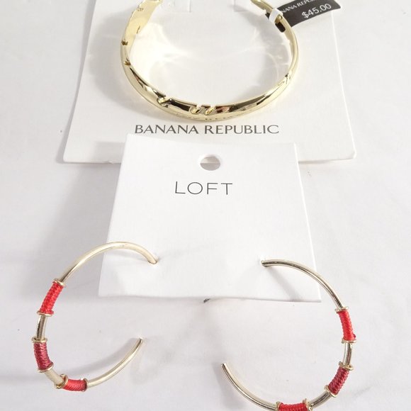 Ann Taylor Hoop Earrings Banana Republic Bracelet - Picture 3 of 8